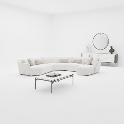 Luxe woonkamer hoekbank U-vormig set salon tafel nieuw meubilair
