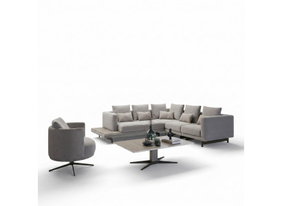 Zitmeubelen luxe hoekbank L-vorm woonkamer grijs bank salontafel