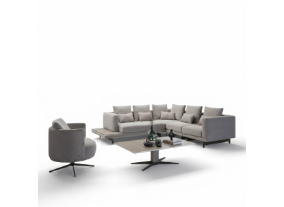 Zitmeubelen luxe hoekbank L-vorm woonkamer grijs bank salontafel