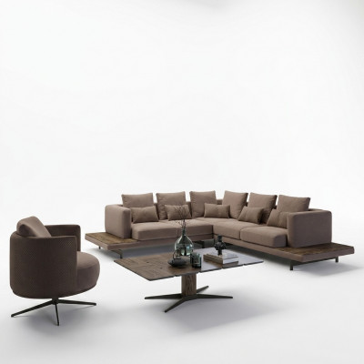 Woonkamer designer meubels luxe set hoekbank L-vorm inrichting salontafel