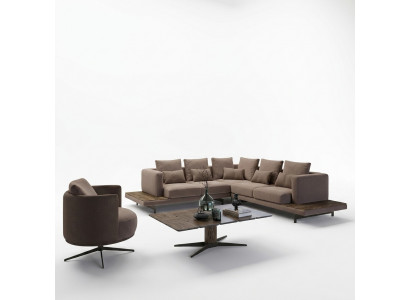 Woonkamer designer meubels luxe set hoekbank L-vorm inrichting salontafel
