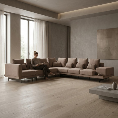 Bankstel L-vorm Woonkamer Luxe Hoekbank Nieuw Textiel Inrichting