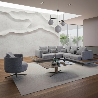 Woonkamer set 3-dlg Textiel Bank L-vorm Nieuwe salontafel Luxe meubels