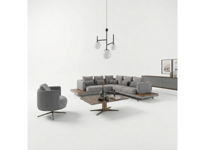 Woonkamer set 3-dlg Textiel Bank L-vorm Nieuwe salontafel Luxe meubels