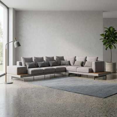 Designer Nieuwe Hoekbank L-vorm Grijs Textiel Meubels Woonkamer Inrichting