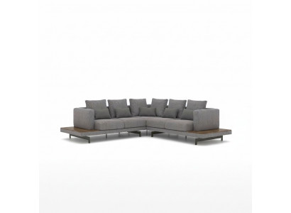 Woonkamer Grijs Textiel Bank L-vorm Designer Luxe Bankstel