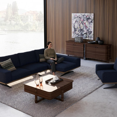Moderne Blau Designer Woonkamer Inrichting Gestoffeerde Bank Luxe Bekleding Textiel