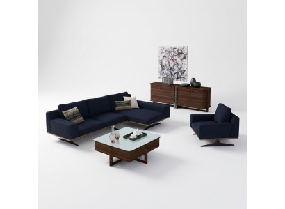 Moderne Blau Designer Woonkamer Inrichting Gestoffeerde Bank Luxe Bekleding Textiel