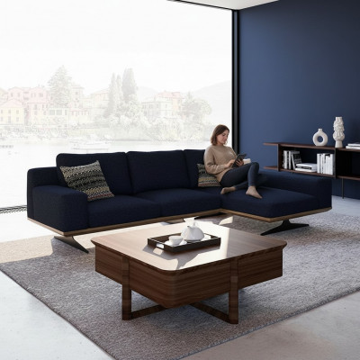 Verkoop luxe moderne designer L-vormige hoekbankset ontspanning bekleding woonkamer zonder kosten.