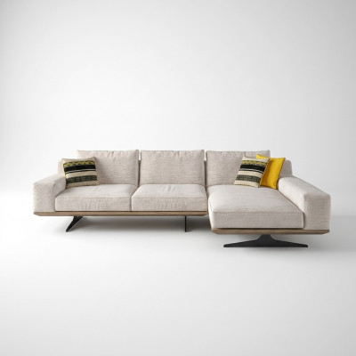 Ontwerper luxe textiel hoekbank L-vorm woonkamer 2x salontafel inrichting