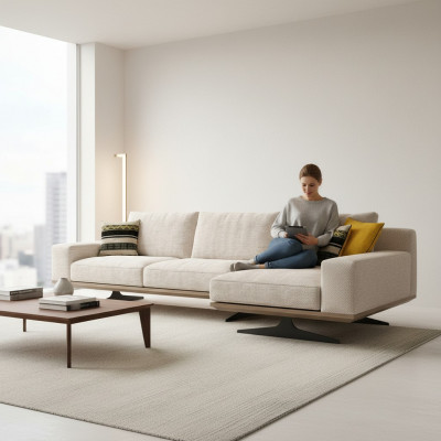 Hoekbank Designer Bank L-vormige Suite Bank Woonkamer Bekleding Textiel Nieuw