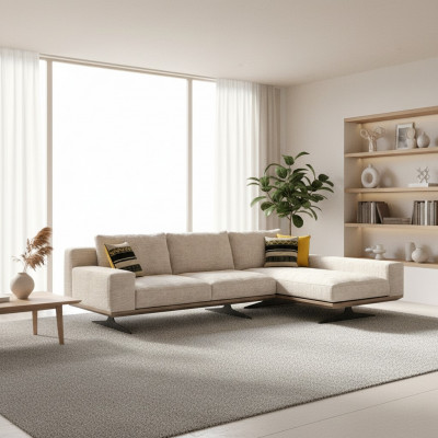Hoekbank Designer Bank L-vormige Suite Bank Woonkamer Bekleding Textiel Nieuw