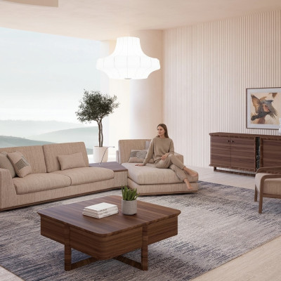 Ontwerper Beige Bankstellen L-vormige Gestoffeerde meubels Hoekbank Nieuwe Luxe Fauteuil Woonkamer