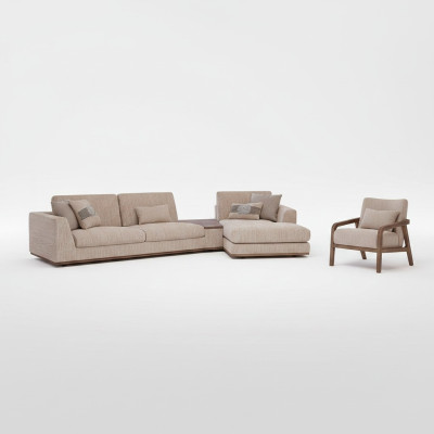 Ontwerper Beige Bankstellen L-vormige Gestoffeerde meubels Hoekbank Nieuwe Luxe Fauteuil Woonkamer