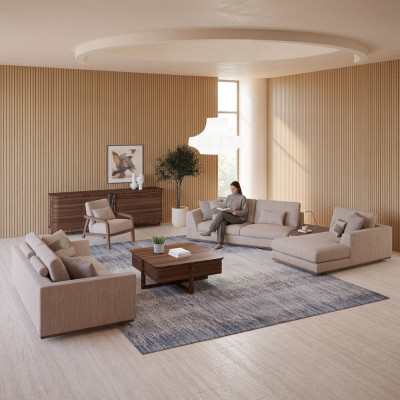 Luxe bankstel hoekbank L-vorm tweezitsbank Luxe fauteuil gestoffeerde meubels