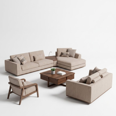 Luxe bankstel hoekbank L-vorm tweezitsbank Luxe fauteuil gestoffeerde meubels