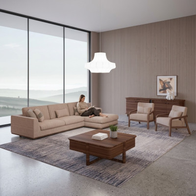 Nieuwe bankstel woonkamer ontwerper 2x fauteuil luxe beige meubilair