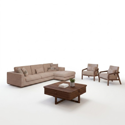 Nieuwe bankstel woonkamer ontwerper 2x fauteuil luxe beige meubilair