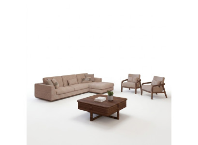 Nieuwe bankstel woonkamer ontwerper 2x fauteuil luxe beige meubilair