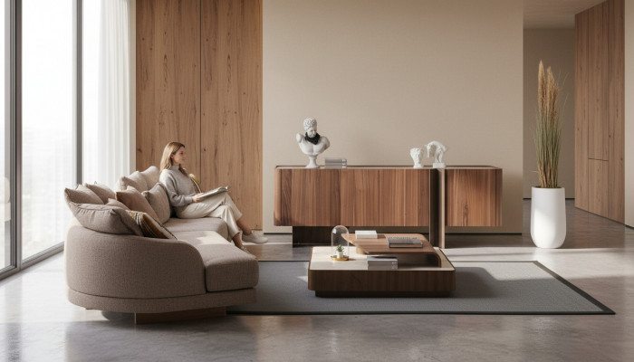 Woonkamer Robuuste set Designer 4-zits dressoir salontafel 3-delig