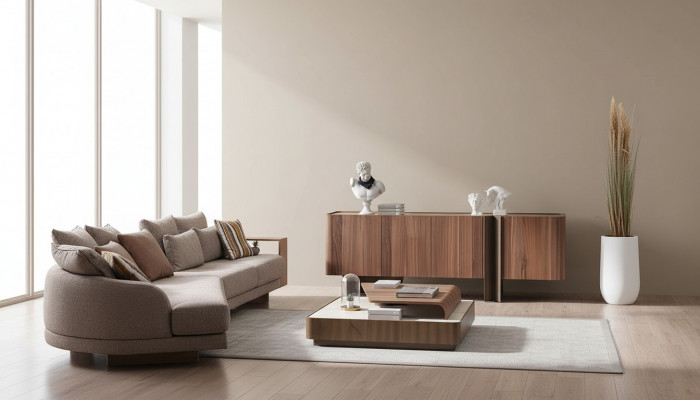 Woonkamer Robuuste set Designer 4-zits dressoir salontafel 3-delig