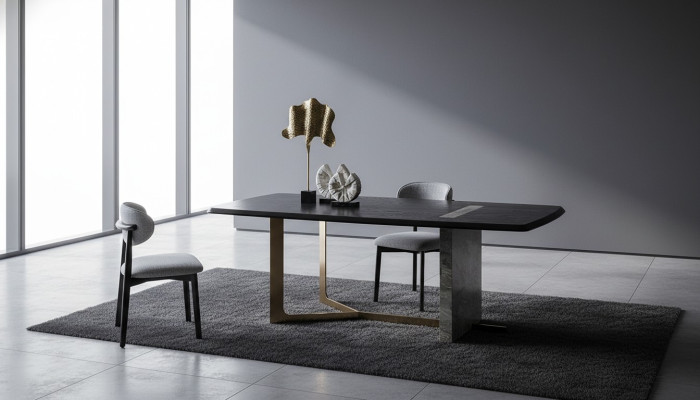 Eetkamerset 5-delig. Zwart Modern Design Eettafel met 4x Stoelen Luxe.