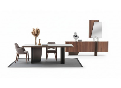 Eetkamer 7-delig modern set Eettafel Dressoir Buffet Spiegel Stoelen