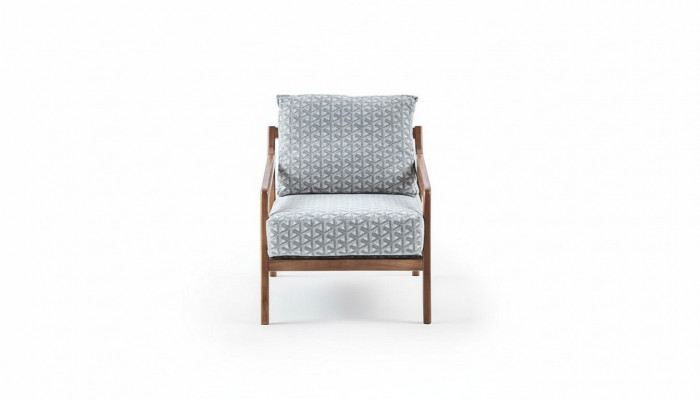 Woonkamer Wit houten frame Fauteuil Roubster stof Stijlvolle eenzitter  Woonkamer Wit houten frame Fauteuil Roubster stof Stijlvolle eenzitter