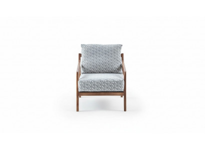 Woonkamer Wit houten frame Fauteuil Roubster stof Stijlvolle eenzitter  Woonkamer Wit houten frame Fauteuil Roubster stof Stijlvolle eenzitter