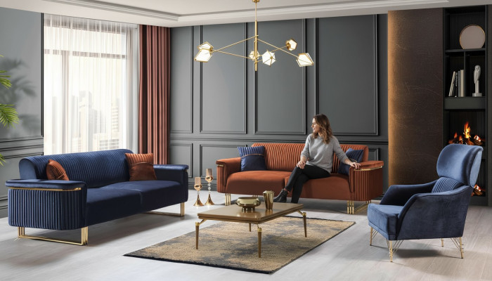 Moderne woonkamerset designer 3-zitsbank fauteuil bankstel