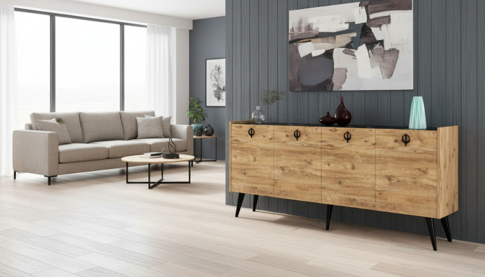 Woonkamer Bruin Dressoir Modern Design Rechthoekige Vorm Planken Luxe