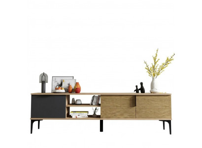 Bruin-Grijs RTV TV-Lowboard Kast Modern Design Rechthoekige Vorm Woonkamer