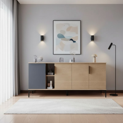 Bruin Grijs Licht Modern Rechthoekig Dressoir Woonkamer Luxe Ontwerp