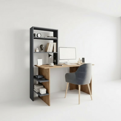 Slaapkamer tienerkamer Bureau Computertafel Modern Design Bruin Grijs