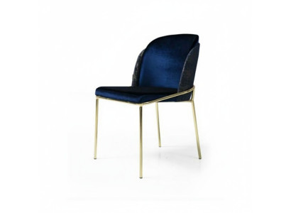 Blauwe roestvrijstalen keukenstoel luxe eetkamer zitter stijlvolle stoelen