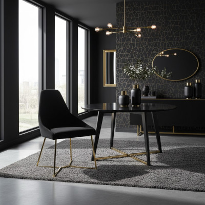 Zwarte gestoffeerde stoel Designer roestvrij staal eenzitter Luxe eetkamer meubels