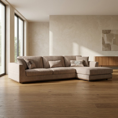 Meubels Beige Hoekbank Luxe Bank L-Vorm Relax Bank Woonkamer