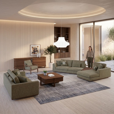 Complete bankstel 3-delig tweezits bank ontspanning hoekbank L-vorm modern fauteuil