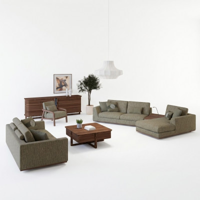 Complete bankstel 3-delig tweezits bank ontspanning hoekbank L-vorm modern fauteuil