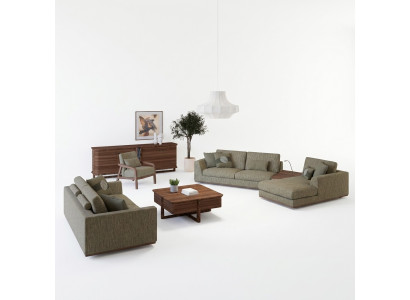 Complete bankstel 3-delig tweezits bank ontspanning hoekbank L-vorm modern fauteuil