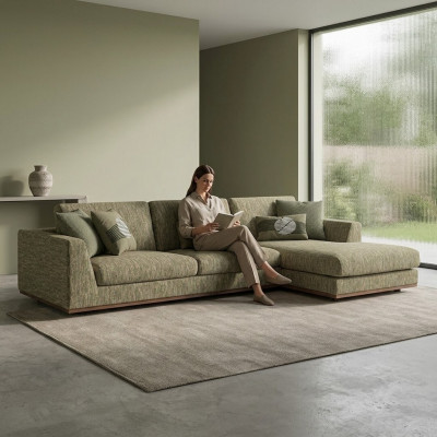 Groene hoekbank L-vorm woonkamer meubels Modern Textiel Bankstellen