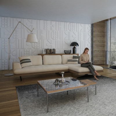 Moderne luxe bank bank woonkamer relax hoekbank L-vorm met 2 salontafels.