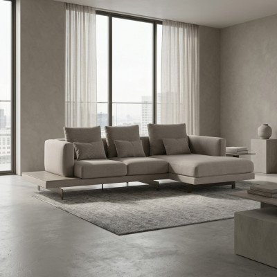Designer Grijze Bank Bank L-vorm Modern Hoekbank Meubilair Woonkamer