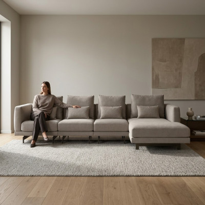 Woonkamer hoekbank bank L-vorm bankstel meubels interieur nieuw