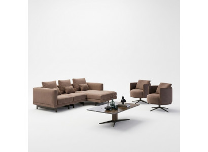 Sofa set Luxe meubels Bank L-vorm 2x Fauteuil Bekleding Nieuwe Salontafel