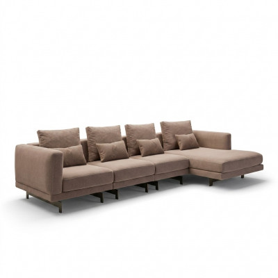 Beige gestoffeerd meubilair Luxe hoekbank Loungebank L-vorm designer interieur