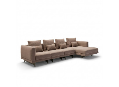 Beige gestoffeerd meubilair Luxe hoekbank Loungebank L-vorm designer interieur