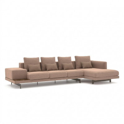 Luxe beige hoekbank L-vorm gestoffeerde meubels woonkamer designmeubels.