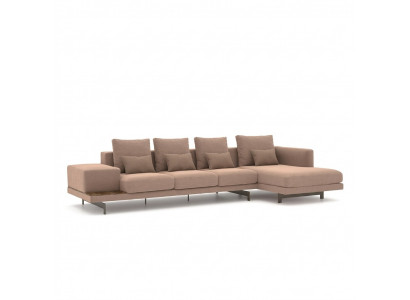 Luxe beige hoekbank L-vorm gestoffeerde meubels woonkamer designmeubels.