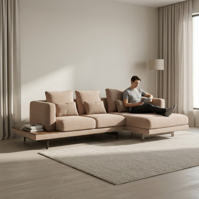 Zitmeubelen Hoekbank L-vorm Beige Designmeubelen Hoekbank Woonkamer